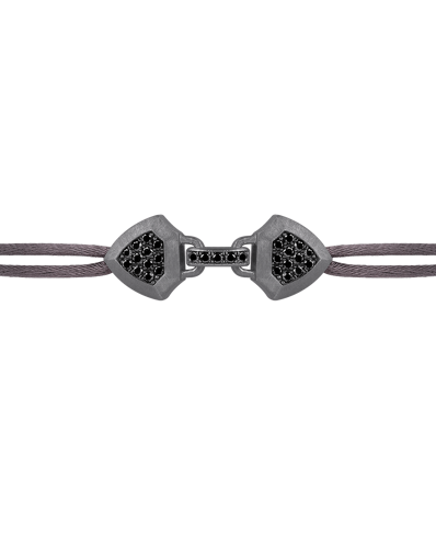 Molu Legend Siyah Pırlantalı Kahverengi İpli Bilezik