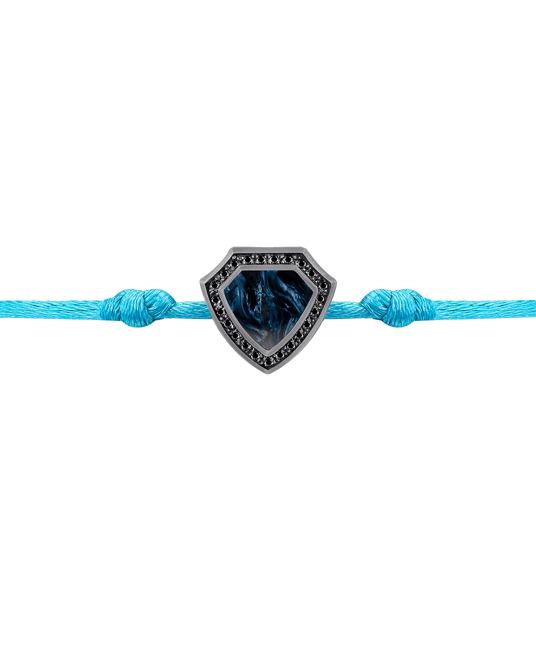 Molu Legend Siyah Pırlantalı Pietersite Taşlı Mavi İpli Bilezik