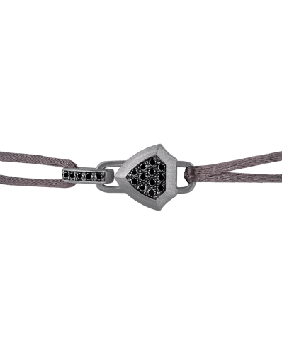 Molu Legend Siyah Pırlantalı Kahverengi İpli Bilezik