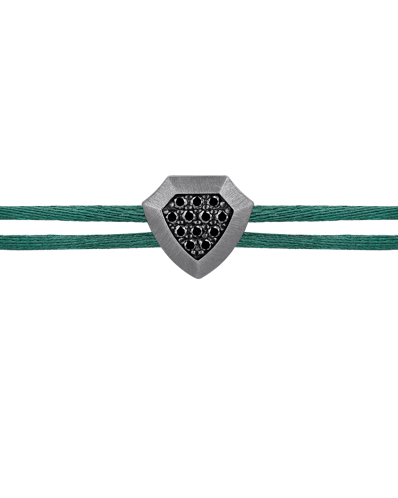 Molu Legend Siyah Pırlantalı Yeşil İpli Bilezik