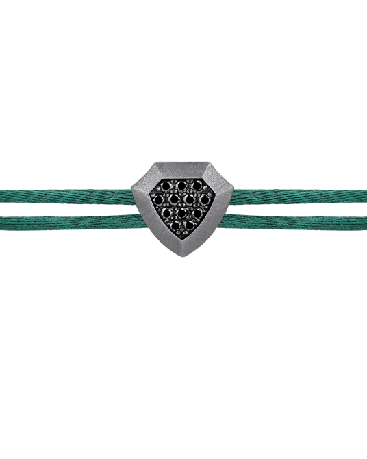 Molu Legend Siyah Pırlantalı Yeşil İpli Bilezik