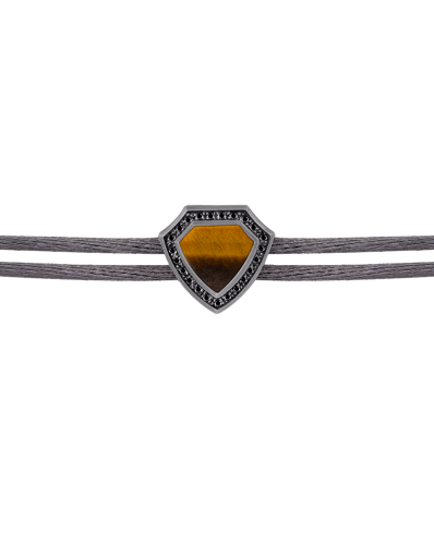 Molu Legend Siyah Pırlantalı Kaplan Gözü Taşlı Kahverengi İpli Bilezik