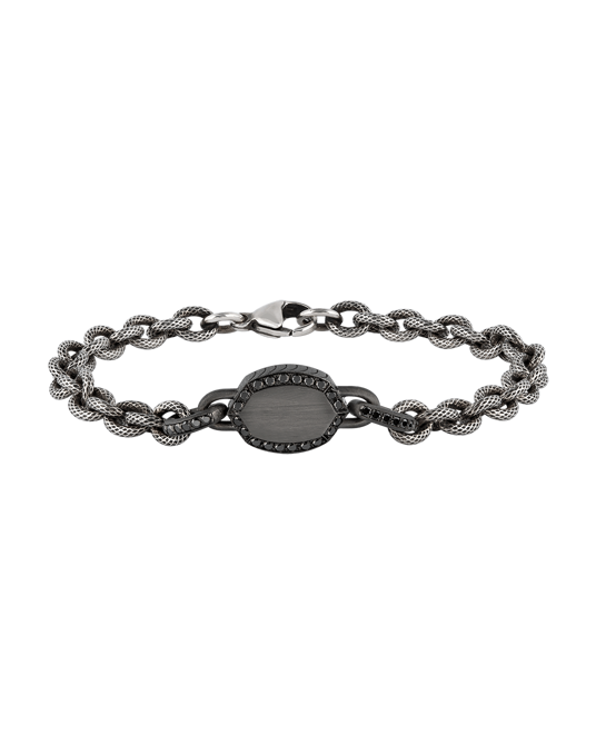 Molu Legend Siyah Pırlantalı Zincir Bilezik