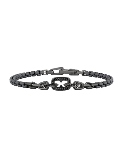 Molu Legend Siyah Pırlantalı Gri Renk Zincir Bilezik