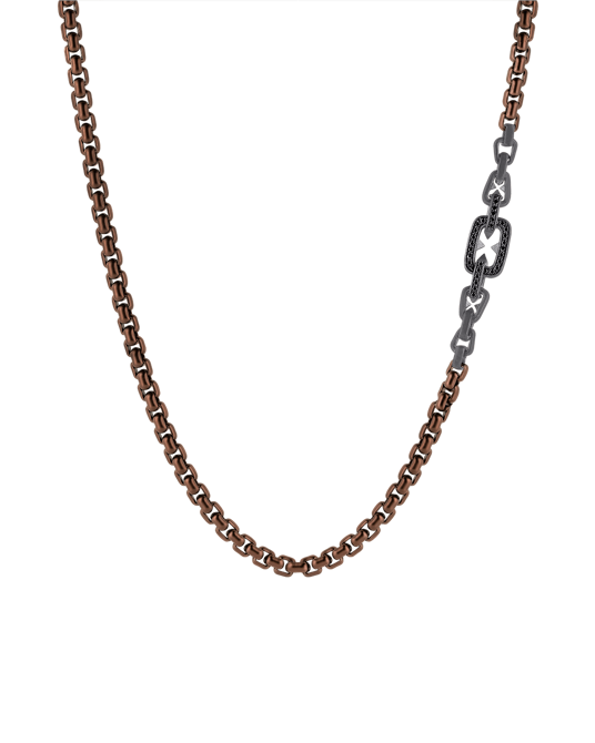 Molu Legend Siyah Pırlantalı Bakır Rengi Zincir Kolye