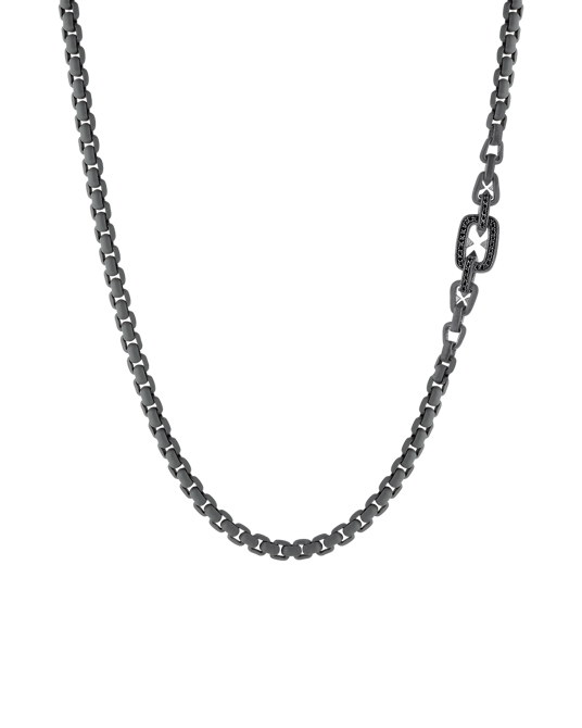 Molu Legend Siyah Pırlantalı Gri Renk Zincir Kolye