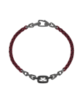 Molu Legend Siyah Pırlantalı Bordo Renk Zincir Bilezik