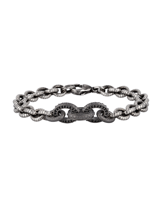 Legend Siyah Pırlantalı Zincir Bilezik