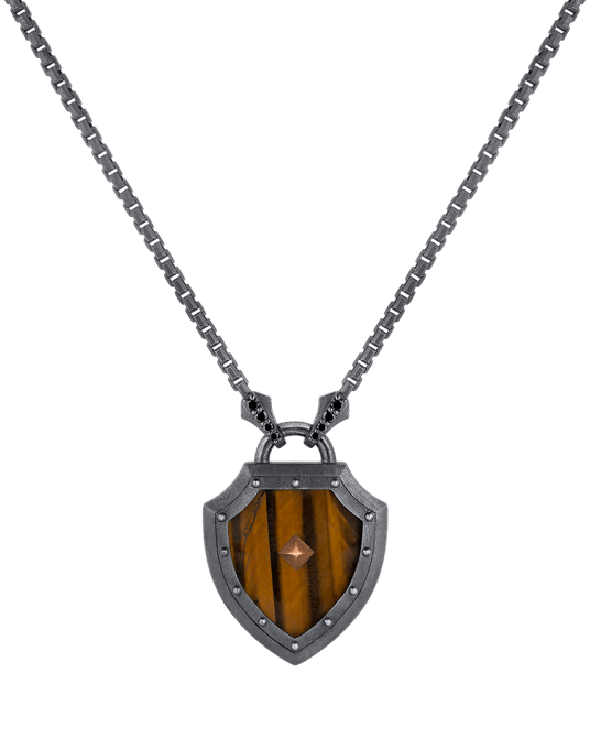 Legend Siyah Pırlantalı Kaplan Gözü Taşlı Kolye