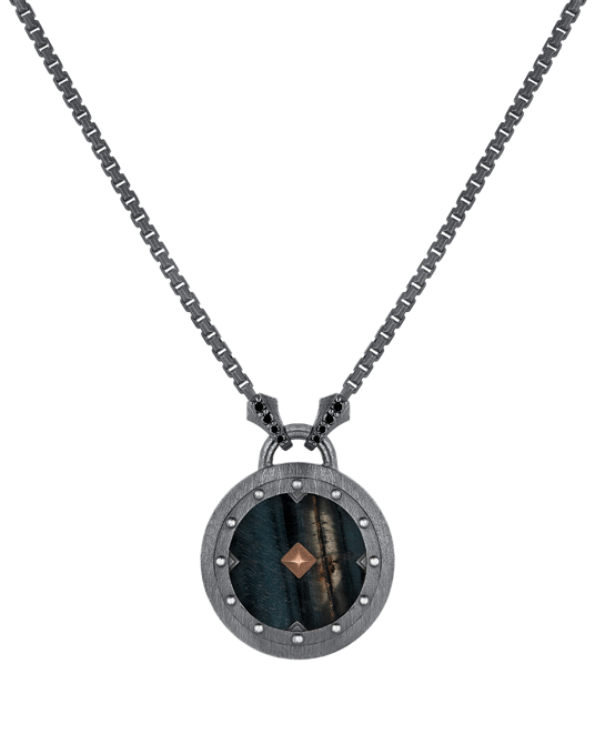 Legend Siyah Pırlantalı Kaplan Demiri Taşlı Kolye