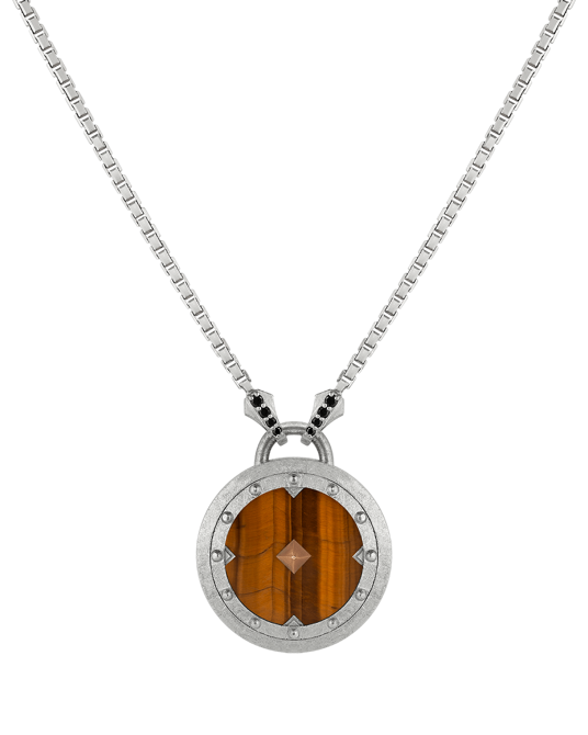 Legend Siyah Pırlantalı Kaplan Gözü Taşlı Kolye