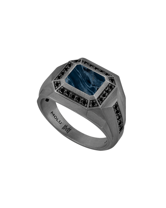 Legend Siyah Pırlantalı Pietersite Taşlı Gümüş Yüzük