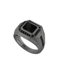 Legend Siyah Pırlantalı Oniksli Gümüş Yüzük