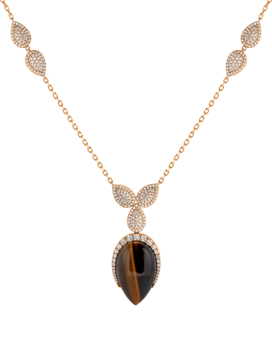 Tropica Colors Pırlantalı Kaplan Gözlü Kolye