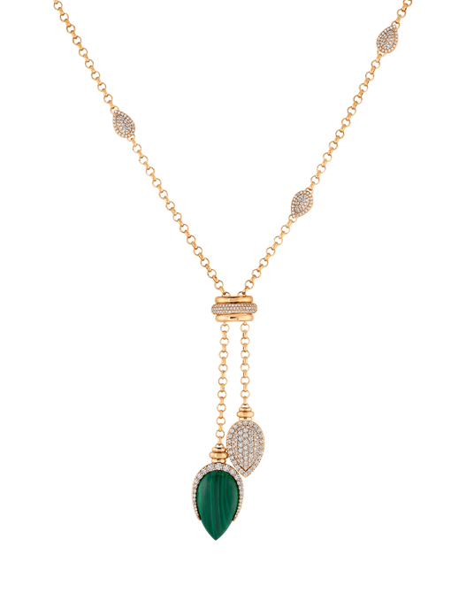 Tropica Colors Pırlantalı Malahitli Kolye