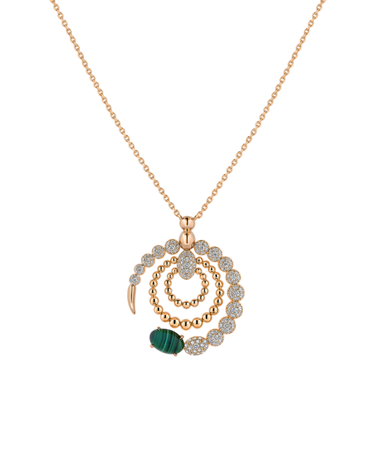 Tropica Pırlantalı Malahitli Büyük Kolye