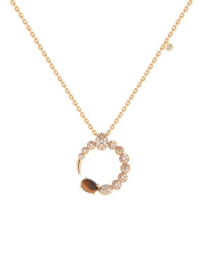 Tropica Pırlantalı Kaplan Gözü Taşlı Kolye