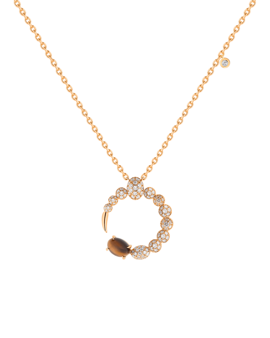 Tropica Pırlantalı Kaplan Gözü Taşlı Kolye