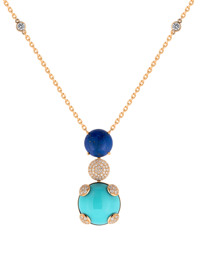 Tropica Colors Pırlantalı Lapis Lazuli Turkuazlı Kolye