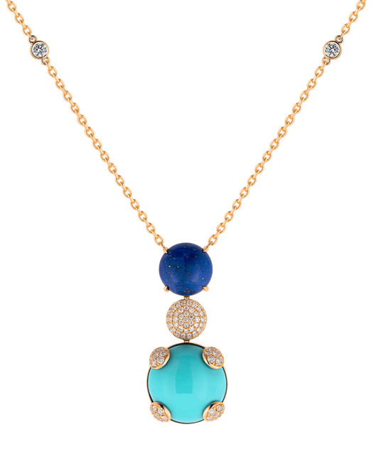 Tropica Colors Pırlantalı Lapis Lazuli Turkuazlı Kolye