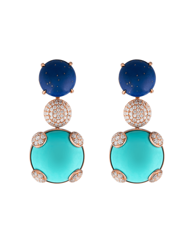 Tropica Colors Pırlantalı Lapis Lazuli Turkuazlı Küpe