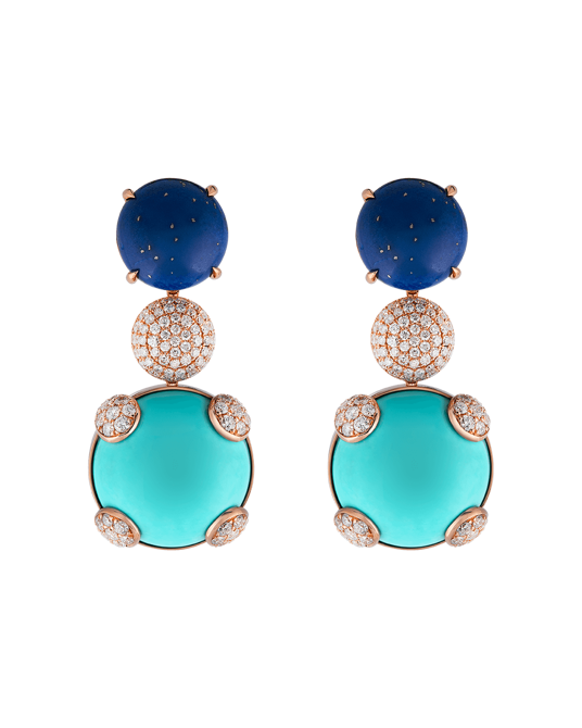 Tropica Colors Pırlantalı Lapis Lazuli Turkuazlı Küpe