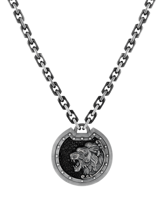 Legend Siyah Pırlantalı Aslan Figürlü Kolye