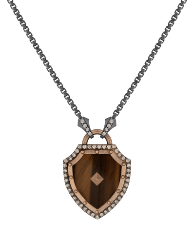 Legend Kahve Pırlantalı Kaplan Gözü Taşlı Kolye