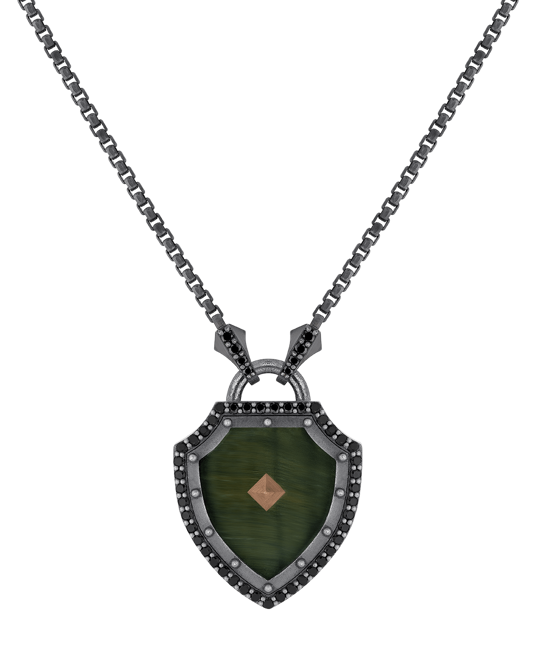 Legend Siyah Pırlantalı Kaplan Demiri Taşlı Kolye