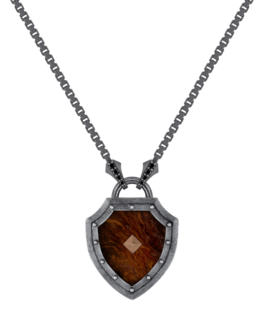 Legend Siyah Pırlantalı Pietersite Taşlı Kolye