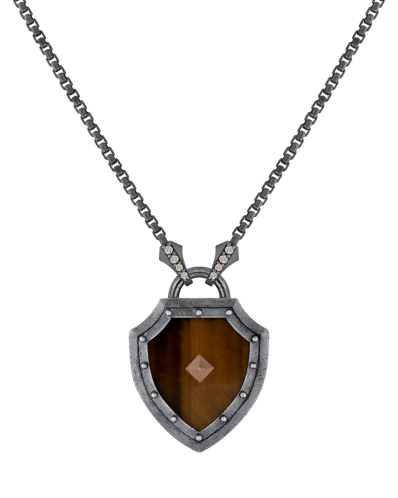 Legend Kahve Pırlantalı Kaplan Gözü Taşlı Kolye