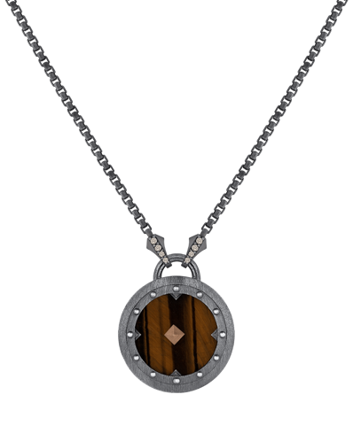 Legend Kahve Pırlantalı Kaplan Gözü Taşlı Kolye