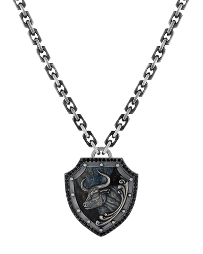 Legend Siyah Pırlantalı Pietersite Taşlı Boğa Figürlü Kolye