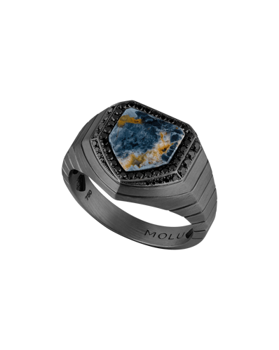 Legend Siyah Pırlantalı Pietersite Taşlı Gümüş Yüzük