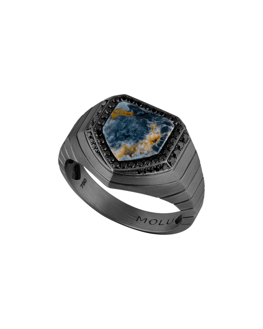 Legend Siyah Pırlantalı Pietersite Taşlı Gümüş Yüzük