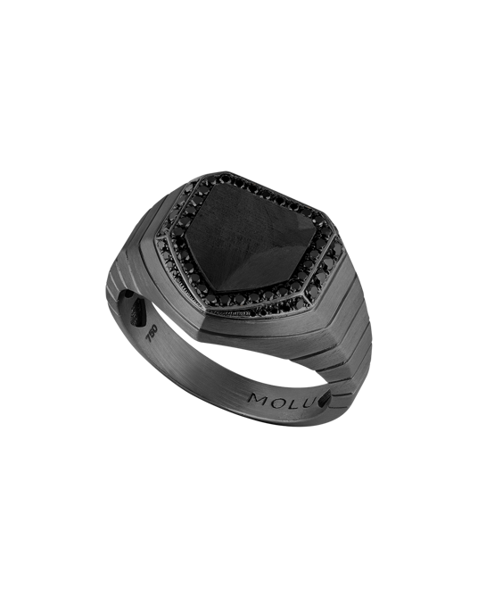 Legend Siyah Pırlantalı Karbonlu Gümüş Yüzük