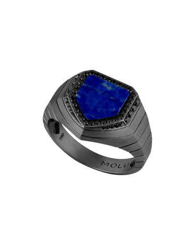 Legend Siyah Pırlantalı Lapis Lazuli Gümüş Yüzük