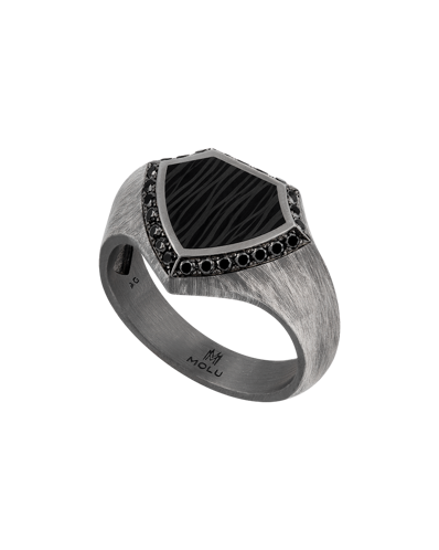 Molu Legend Siyah Pırlantalı Karbonlu Gümüş Yüzük