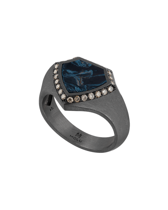 Molu Legend Kahve Pırlantalı Pietersite Taşlı Gümüş Yüzük