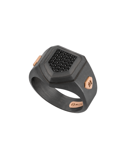 Molu Legend Siyah Pırlantalı Gümüş Yüzük