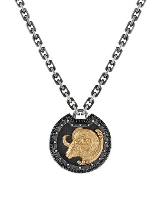 Legend Siyah Pırlantalı Koç Figürlü Kolye