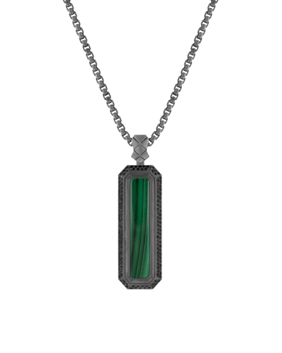 Molu Siyah Pırlantalı Malahitli Kolye