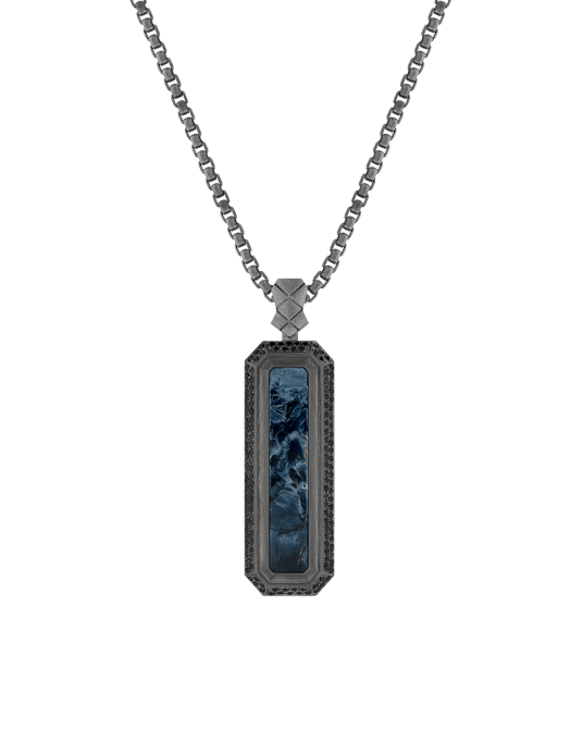 Molu Siyah Pırlantalı Pietersite Taşlı Kolye