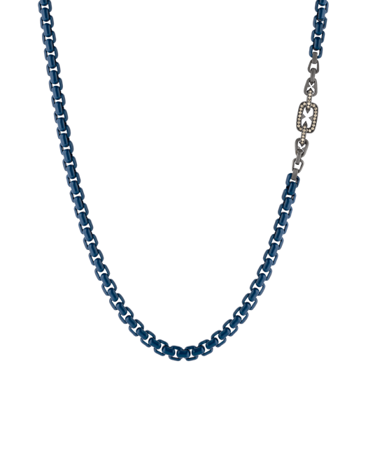 Legend Kahve Pırlantalı Mavi Renk Zincir Kolye