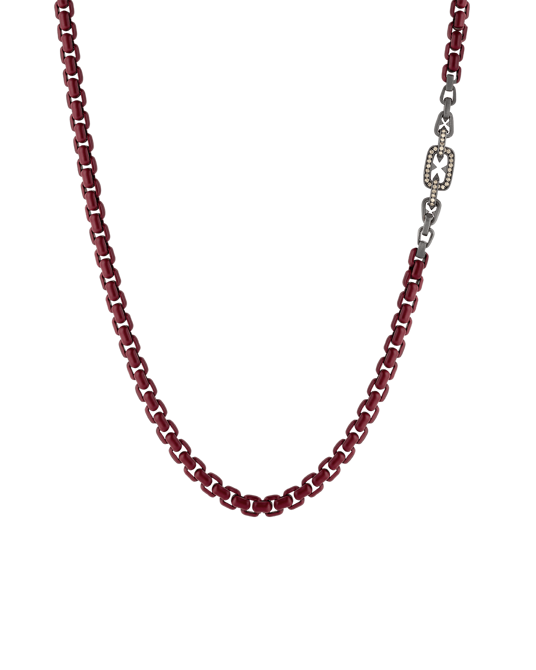 Legend Kahve Pırlantalı Bordo Renk Zincir Kolye