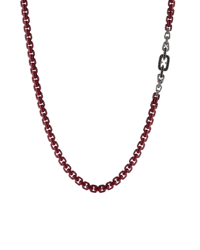 Legend Siyah Pırlantalı Bordo Renk Zincir Kolye