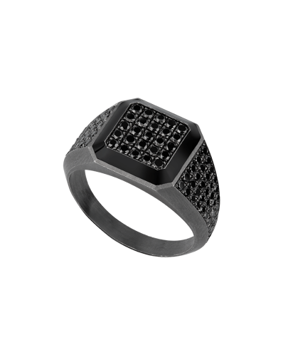 Molu Siyah Pırlantalı Siyah Mineli Gümüş Yüzük
