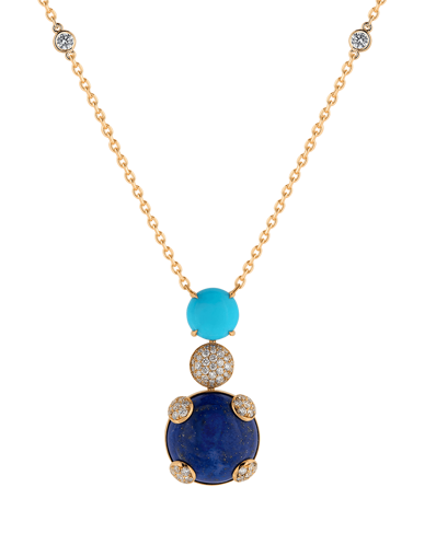 Tropica Colors Pırlantalı Lapis Lazuli Turkuazlı Kolye