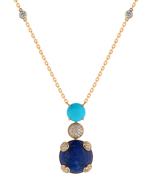 Tropica Colors Pırlantalı Lapis Lazuli Turkuazlı Kolye