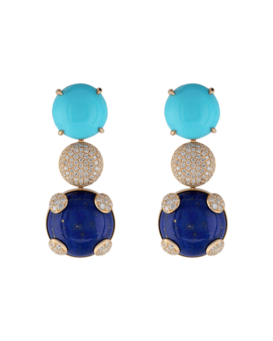 Tropica Colors Pırlantalı Lapis Lazuli Turkuazlı Küpe